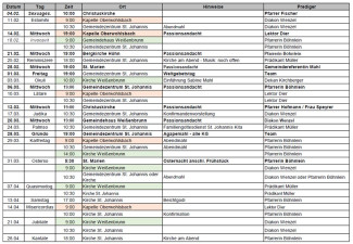 Gottesdienste Februar - April 2024